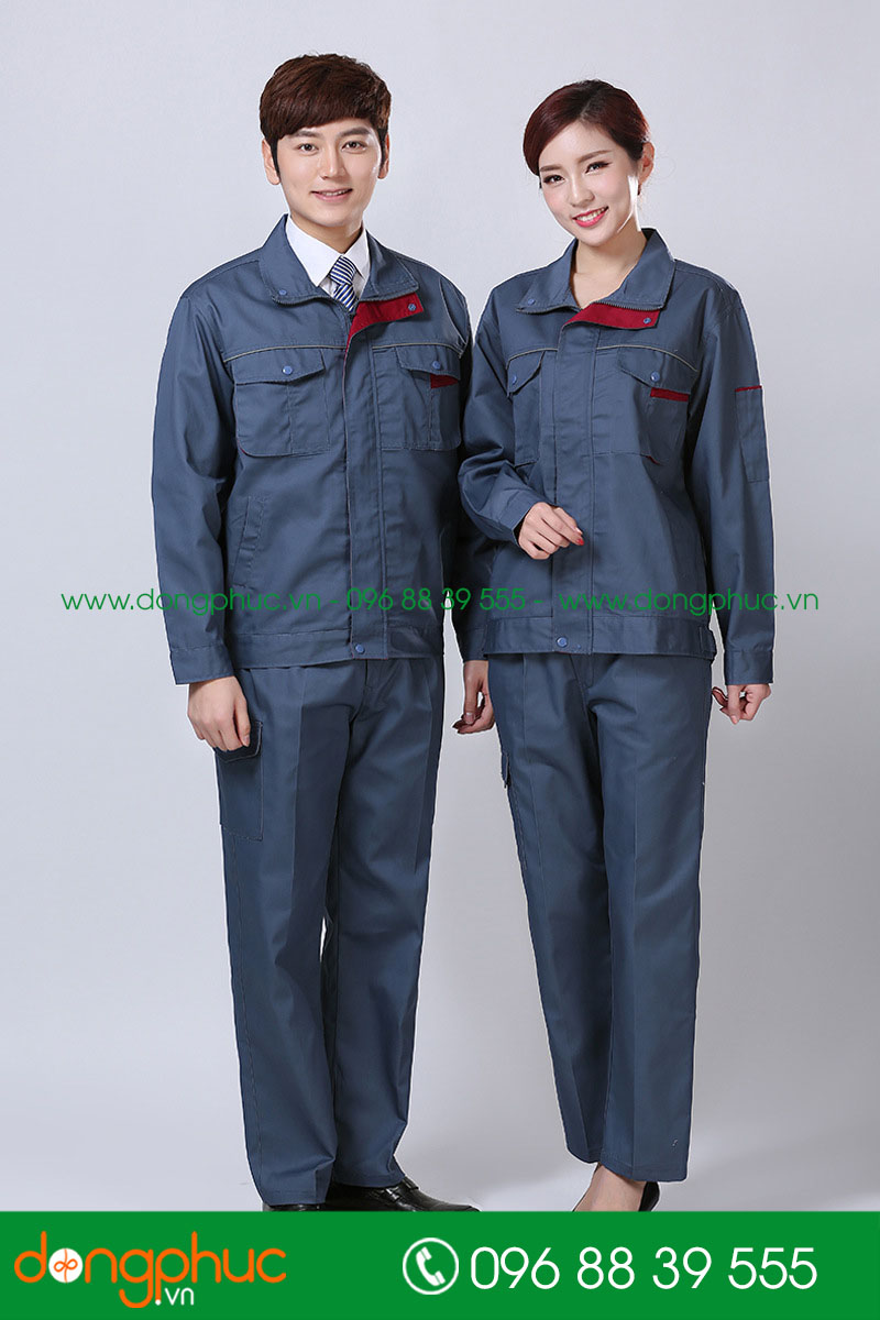 Mẫu bảo hộ màu xanh đậm phối đỏ đô